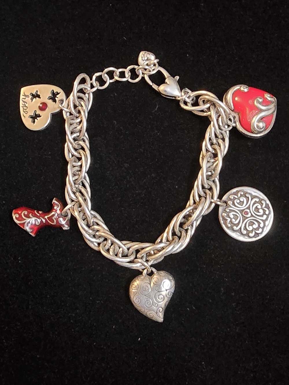 Brighton "Heart of Hope" / "Go Red" Charm Bracelet